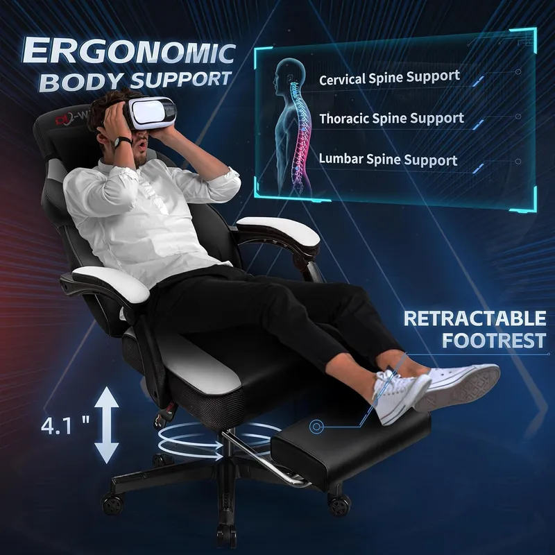 DL-win Computer Chair with Footrest and Ergonomic High Back