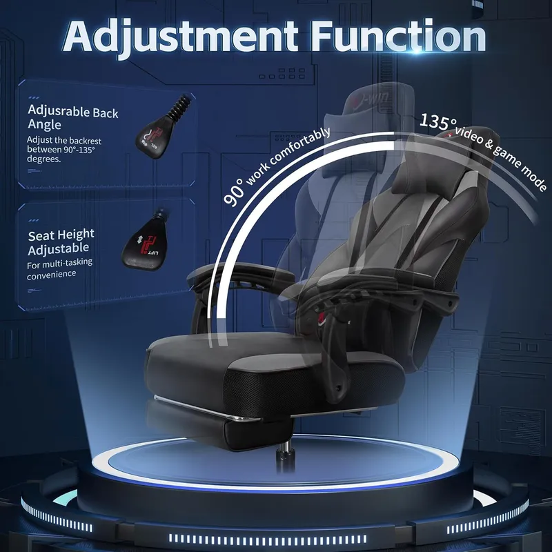 DL-win Computer Chair with Footrest and High Back