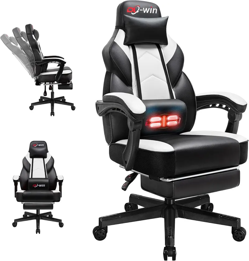 DL-win Video Gaming Chairs for Adults, White